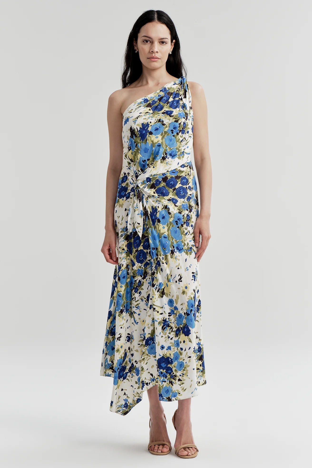 Elliana Floral One Shoulder Midi Dress