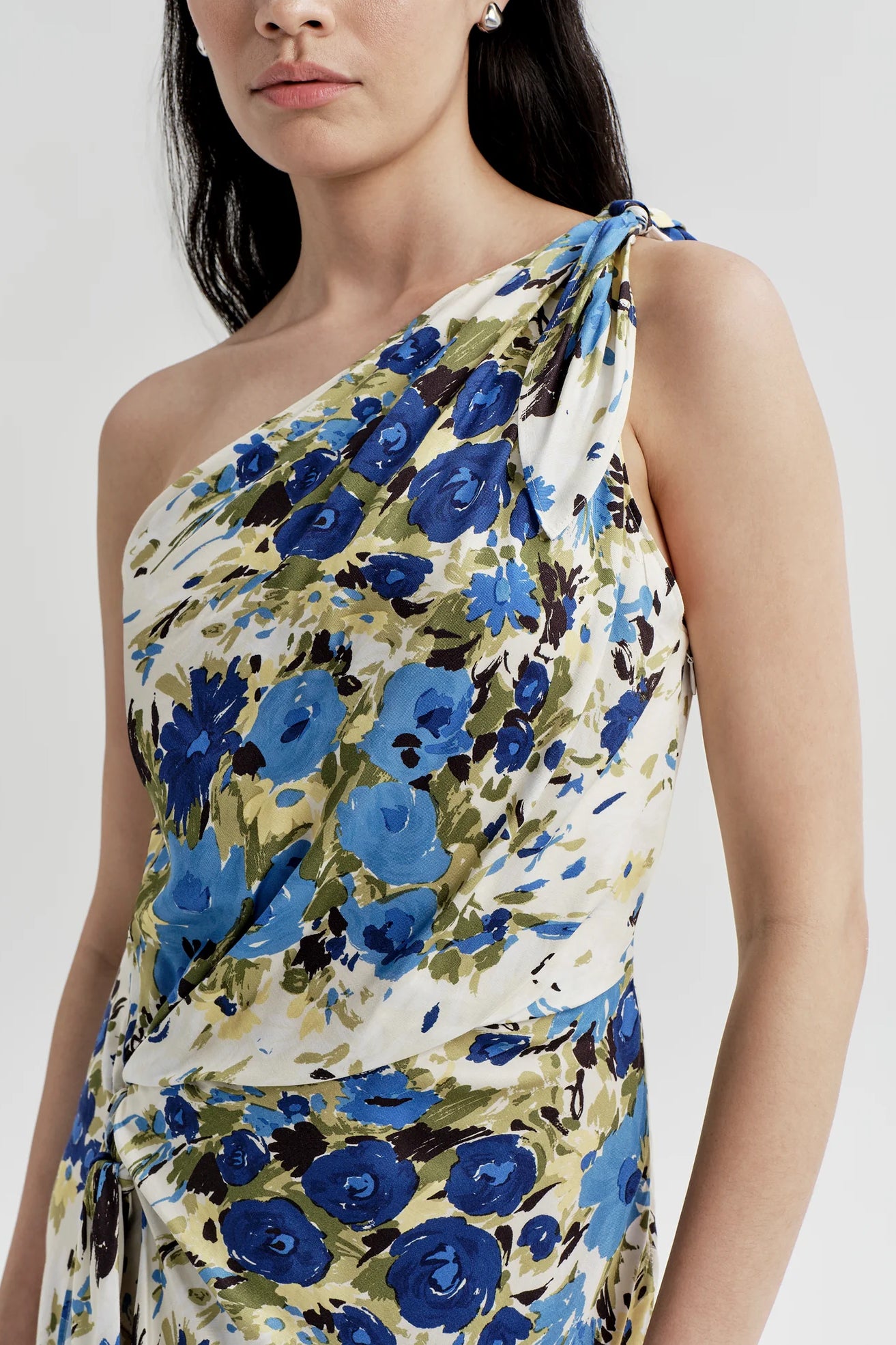 Elliana Floral One Shoulder Midi Dress