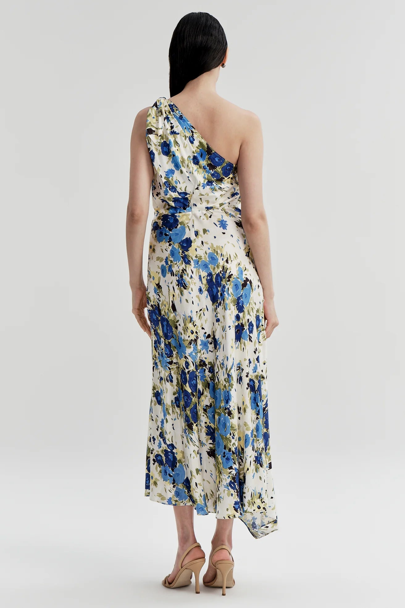 Elliana Floral One Shoulder Midi Dress