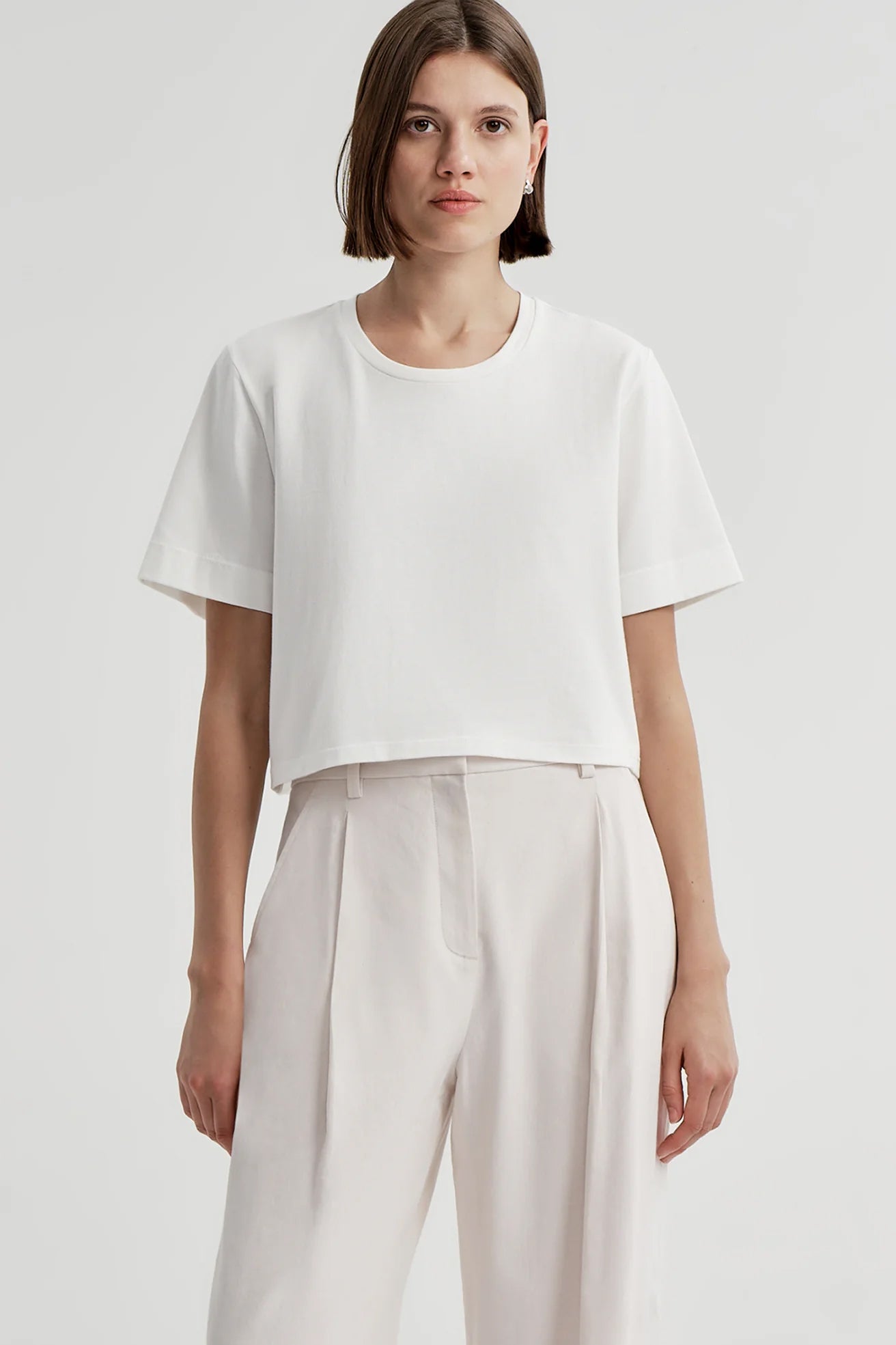 Kali Relaxed Crop Tee, White