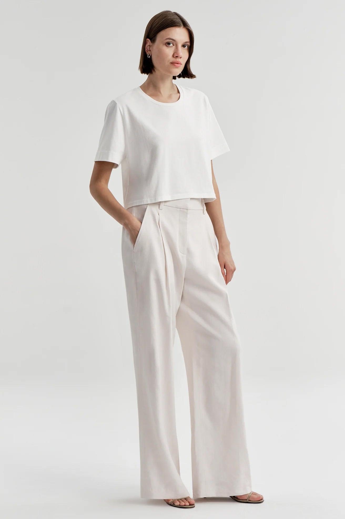 Kali Relaxed Crop Tee, White