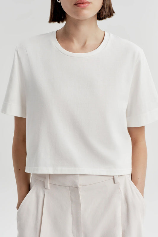 Kali Relaxed Crop Tee, White