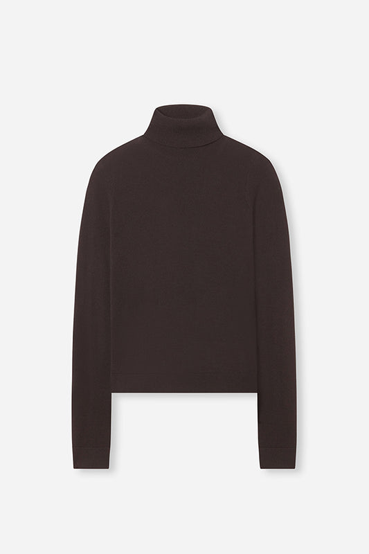 Slim Turtleneck in Fine Cashmere, Chocolate
