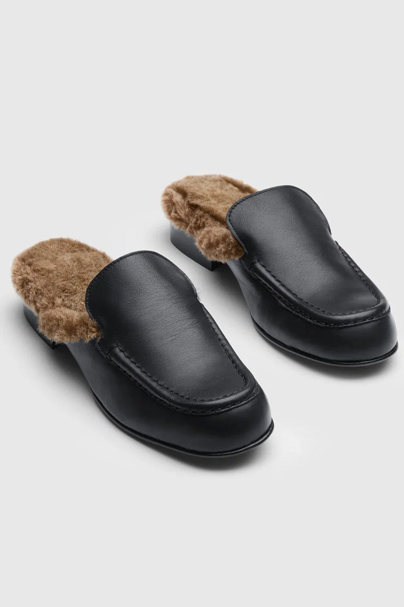 Stibbio Black/Orsetta Shearling Leather Slip-Ins