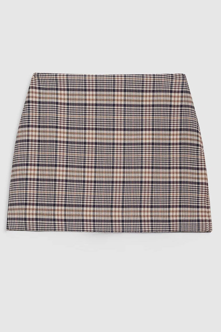 Tierra Skirt, Beige and Navy Checks