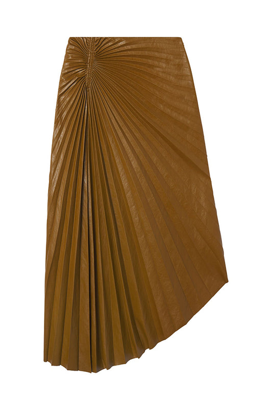 Tracy Vegan Leather Skirt, Saddle