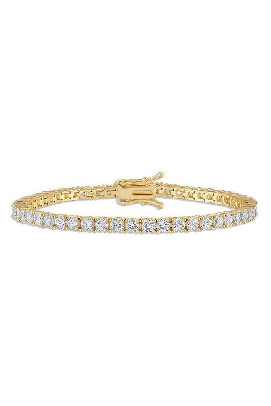 Crystal Tennis Bracelet, Yellow Gold