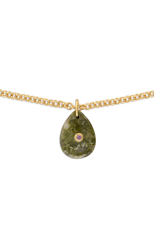 Celeste Pear Necklace, Olive