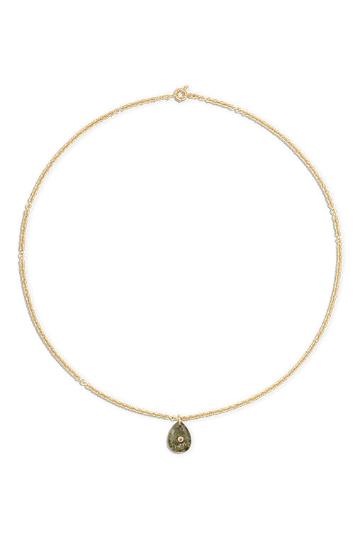 Celeste Pear Necklace, Olive