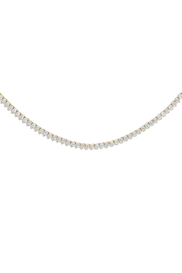 Crystal Tennis Necklace, Yellow Gold 15"