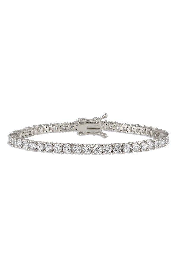 Crystal Tennis Bracelet, Sterling Silver 7.5"