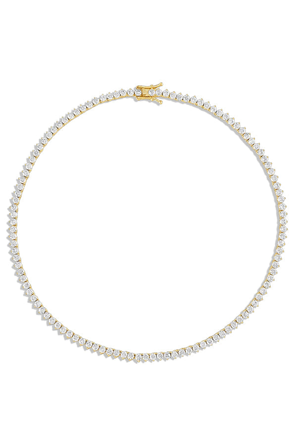 Crystal Tennis Necklace, Yellow Gold 15"