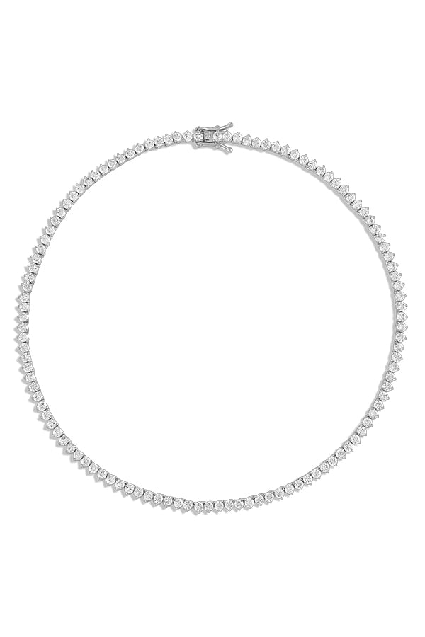 Crystal Tennis Necklace, Sterling Silver 15"