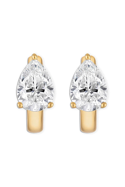 Floating Pear Huggie, Gold