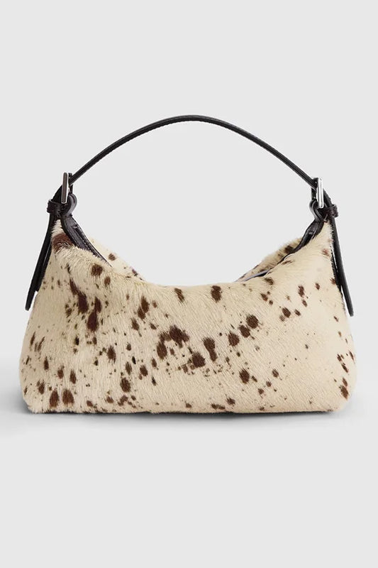 Vadena Mandorla/Walnut Printed Mini Cow/Leather Pouch