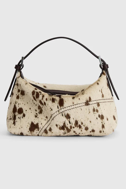 Vadena Mandorla/Walnut Printed Mini Cow/Leather Pouch