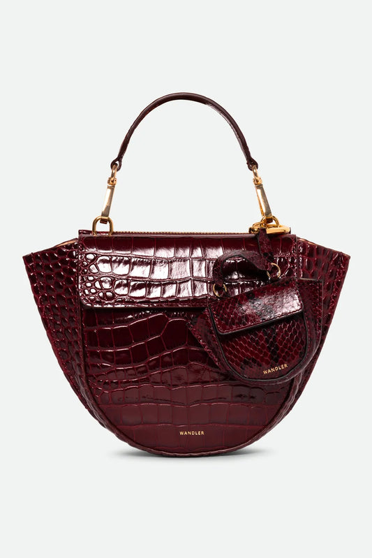 Hortensia Mini Bag, Bordeaux Python