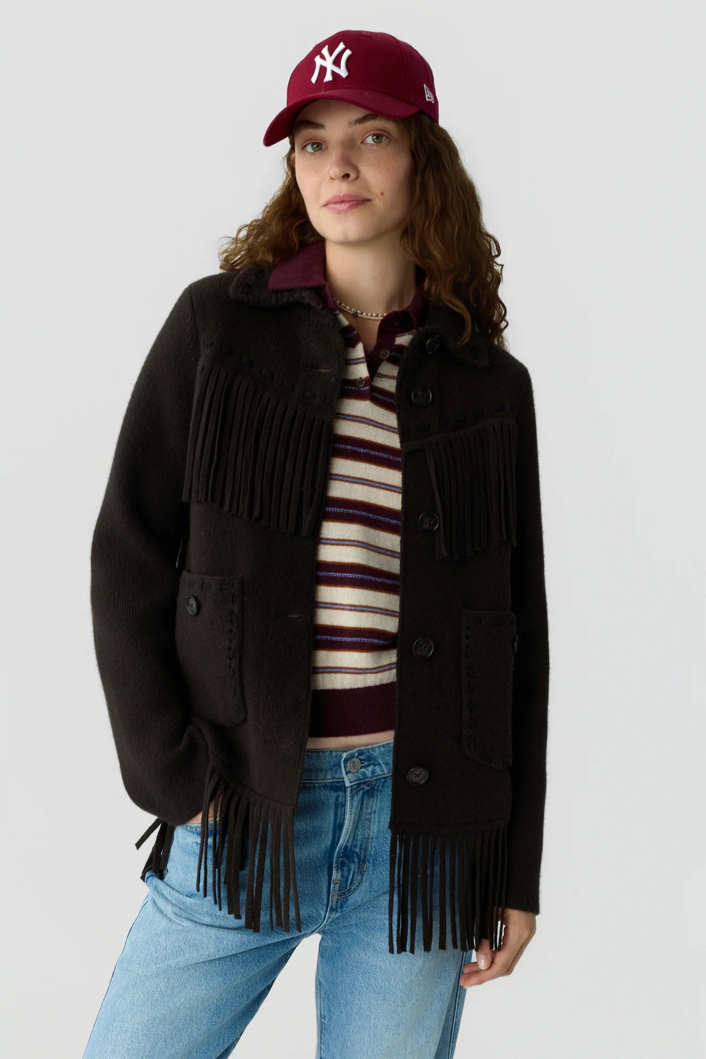 Western Fringe Jacket, Burnt Cocoa