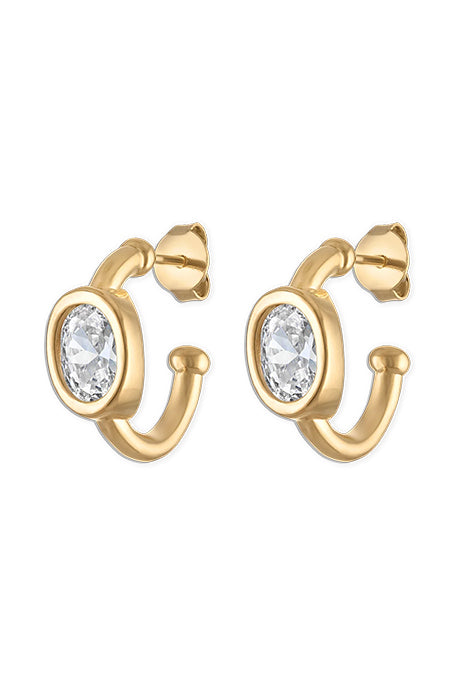 Bezel Oval Hoop