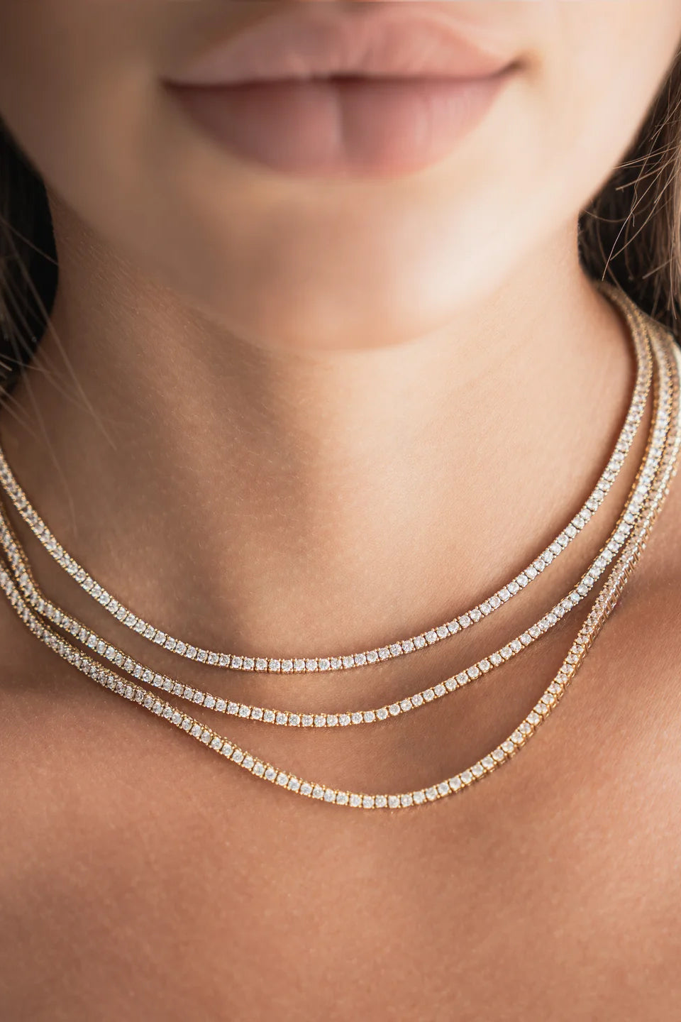 Everyday Tennis Necklace, Yellow Gold 16"
