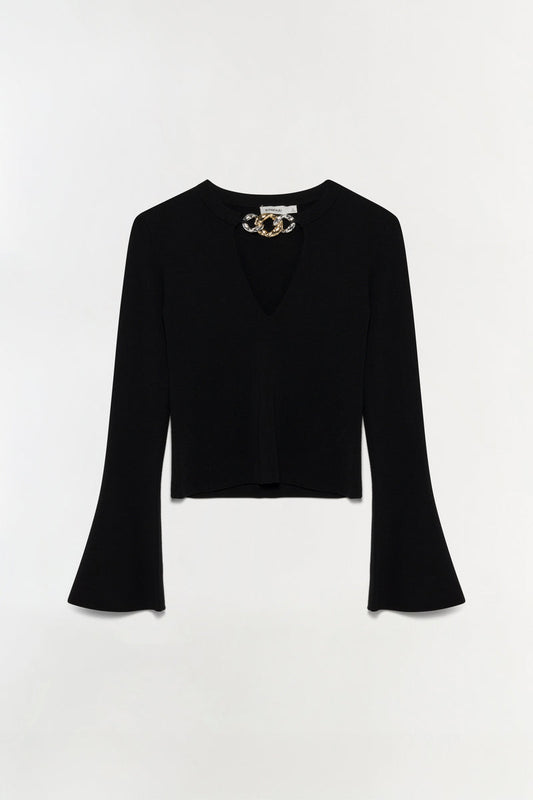Evren Long Sleeve Top, Black