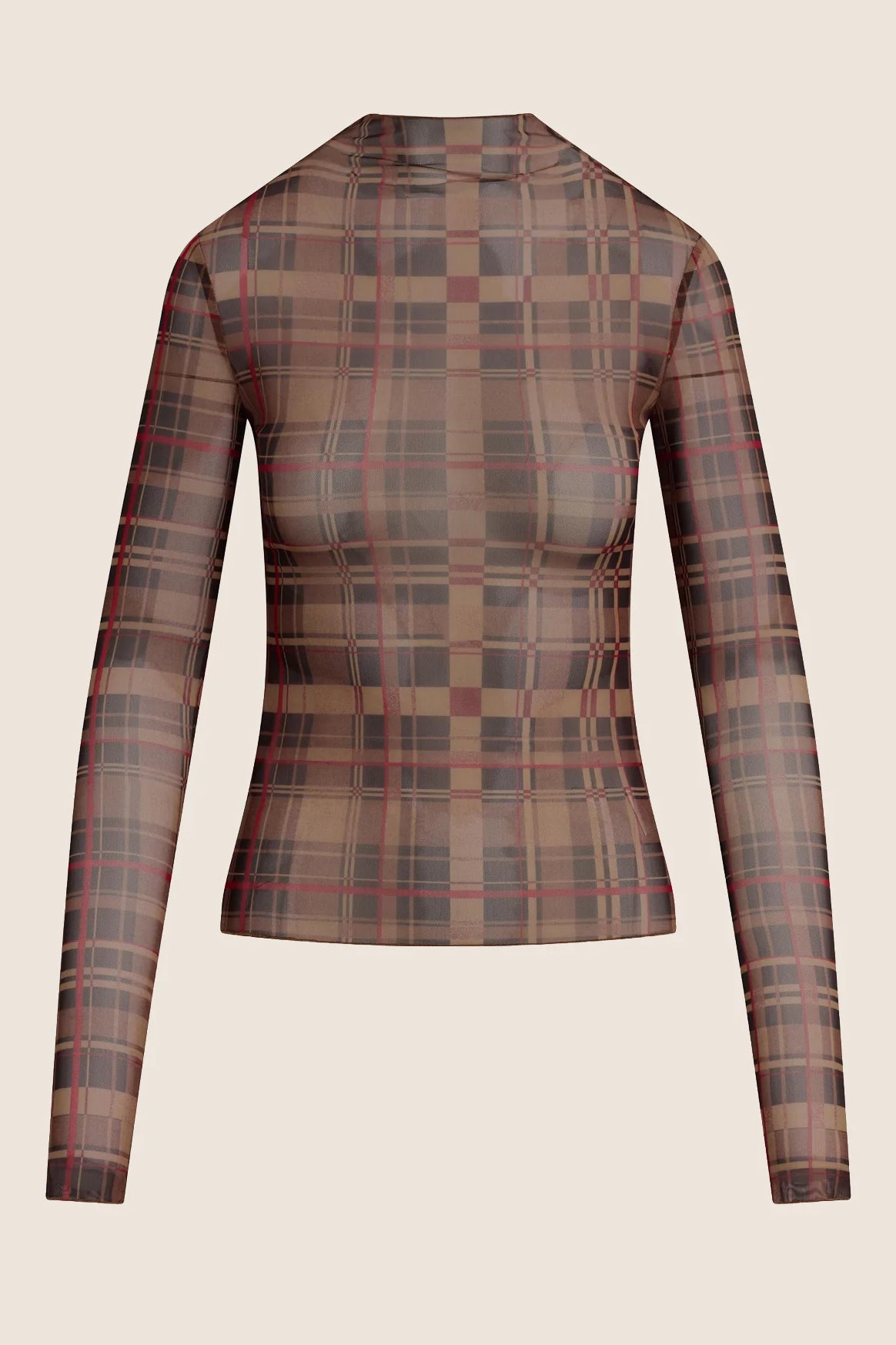 The Sheer Fantasy Top, Brown Plaid