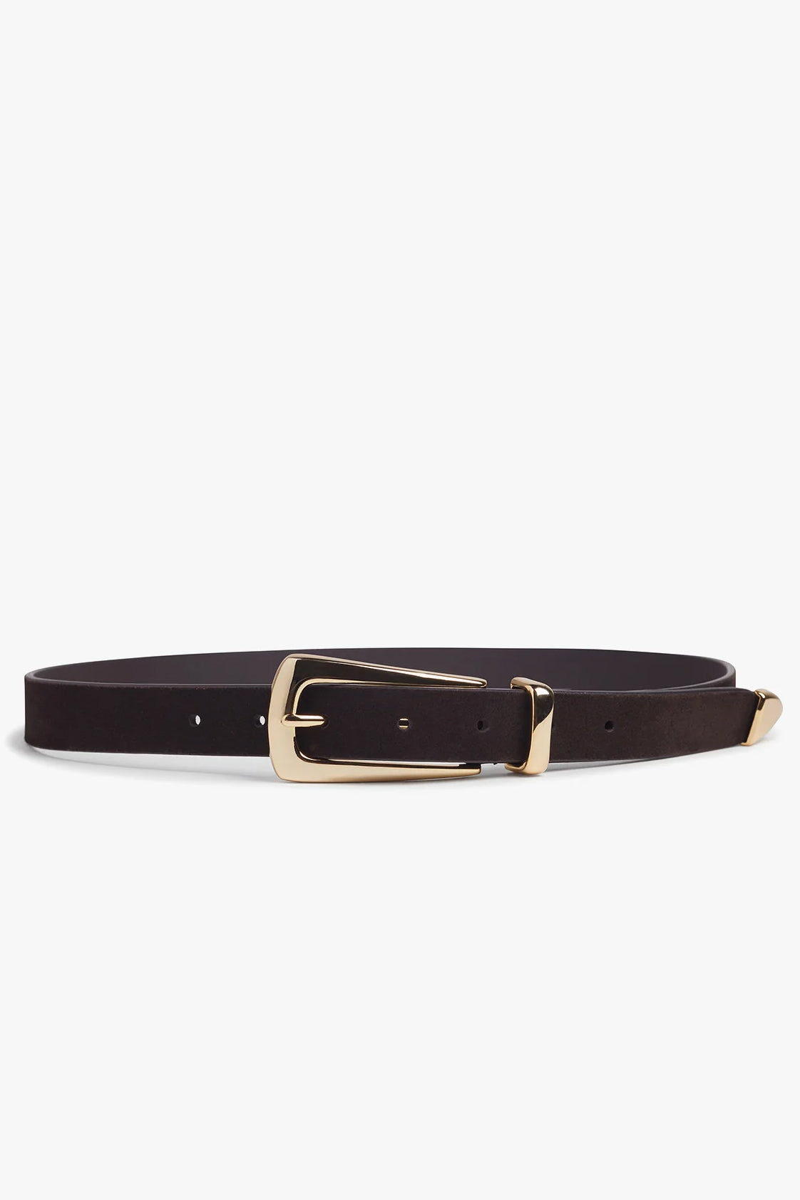 The Suede Statement Belt, Chocolate/Gold