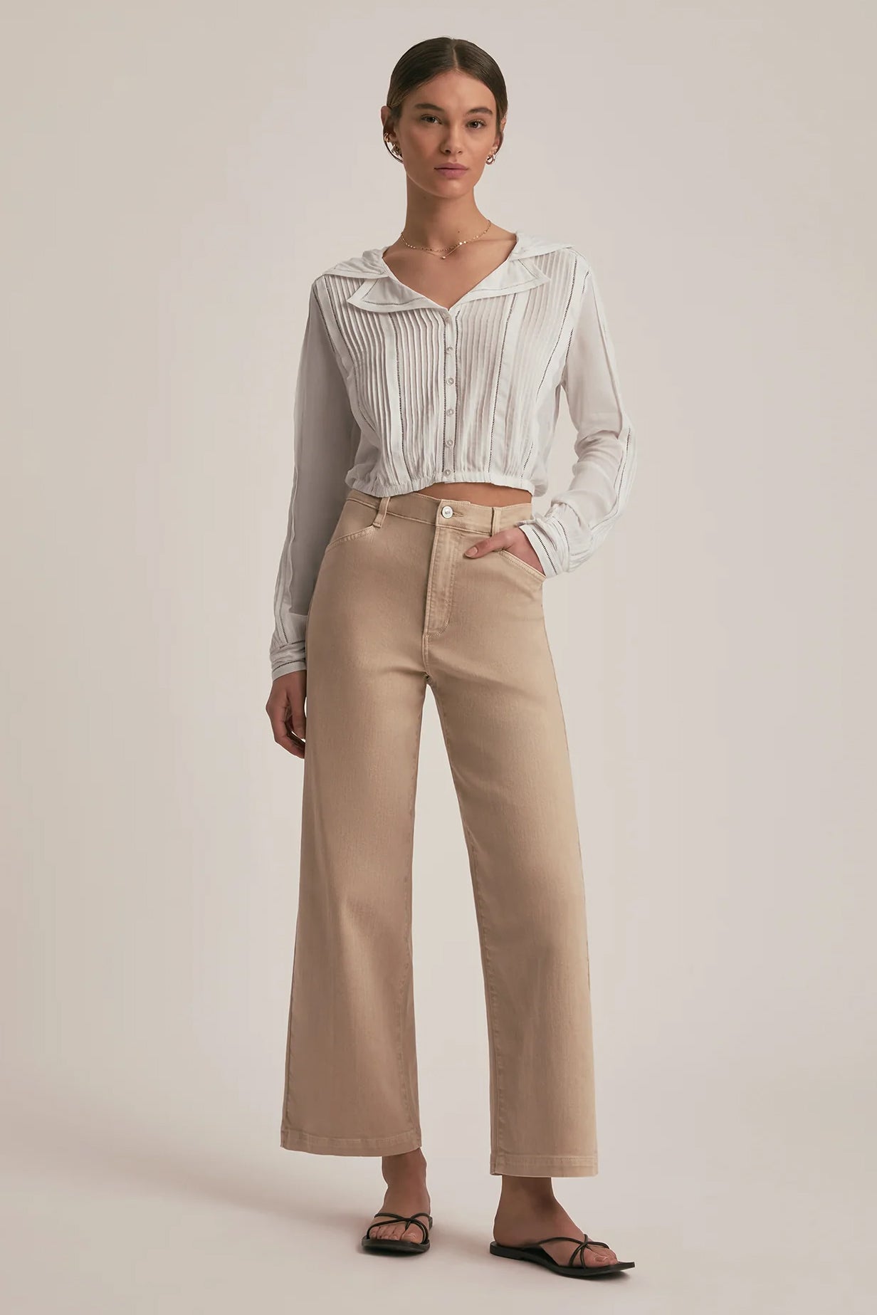 The Mischa Super High Rise Wideleg Ankle, French Oak