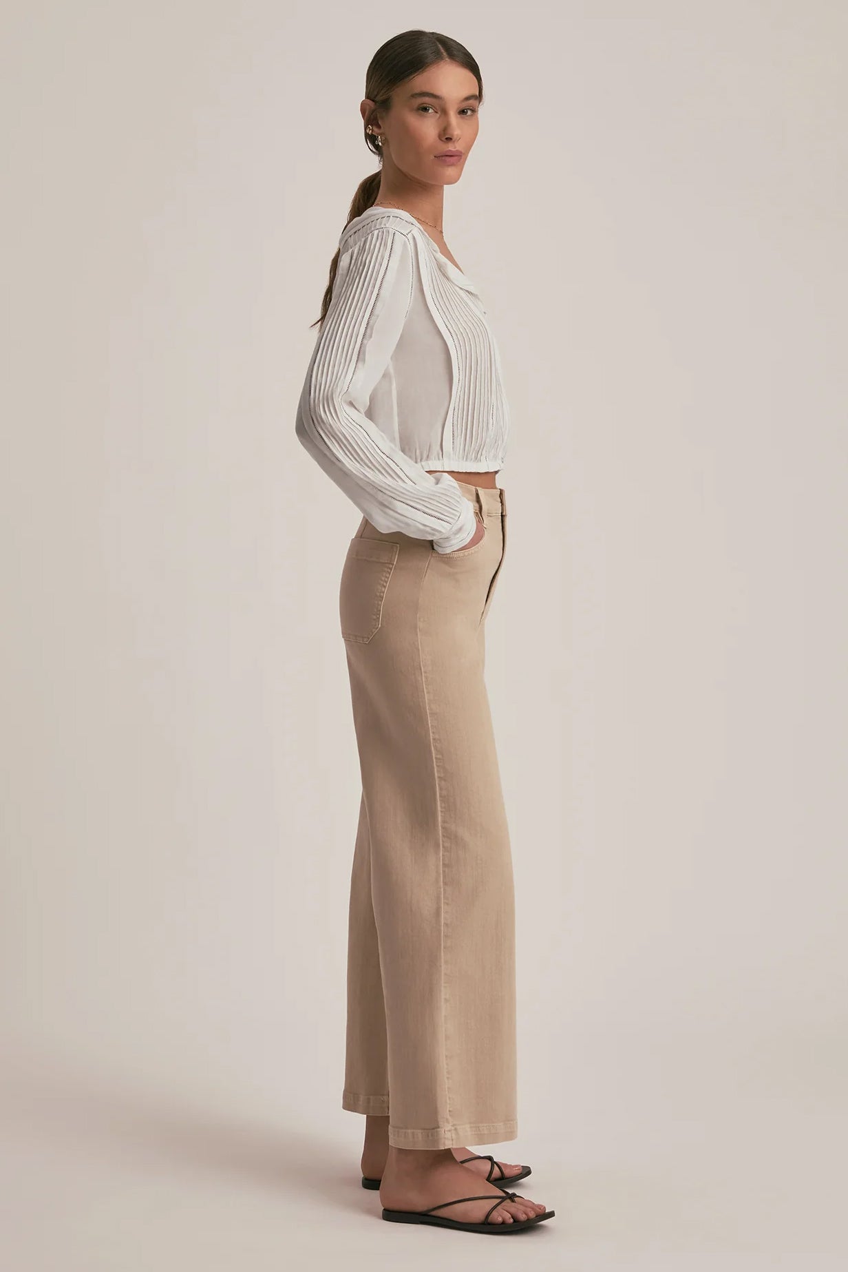 The Mischa Super High Rise Wideleg Ankle, French Oak
