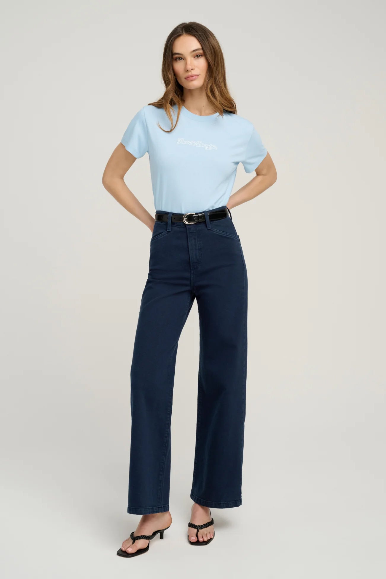 The Mischa Super High Rise Wideleg Ankle, Navy