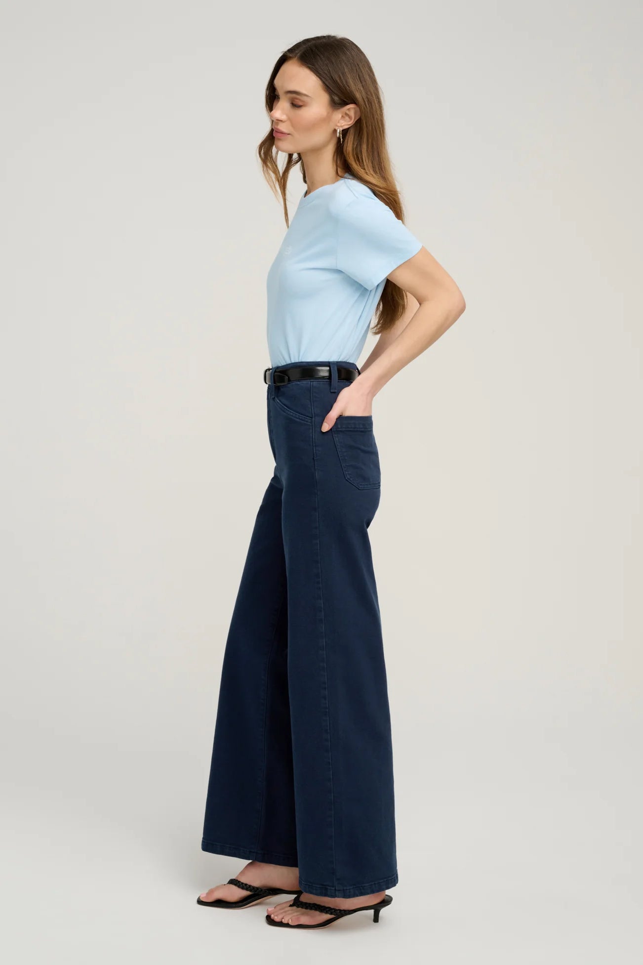 The Mischa Super High Rise Wideleg Ankle, Navy