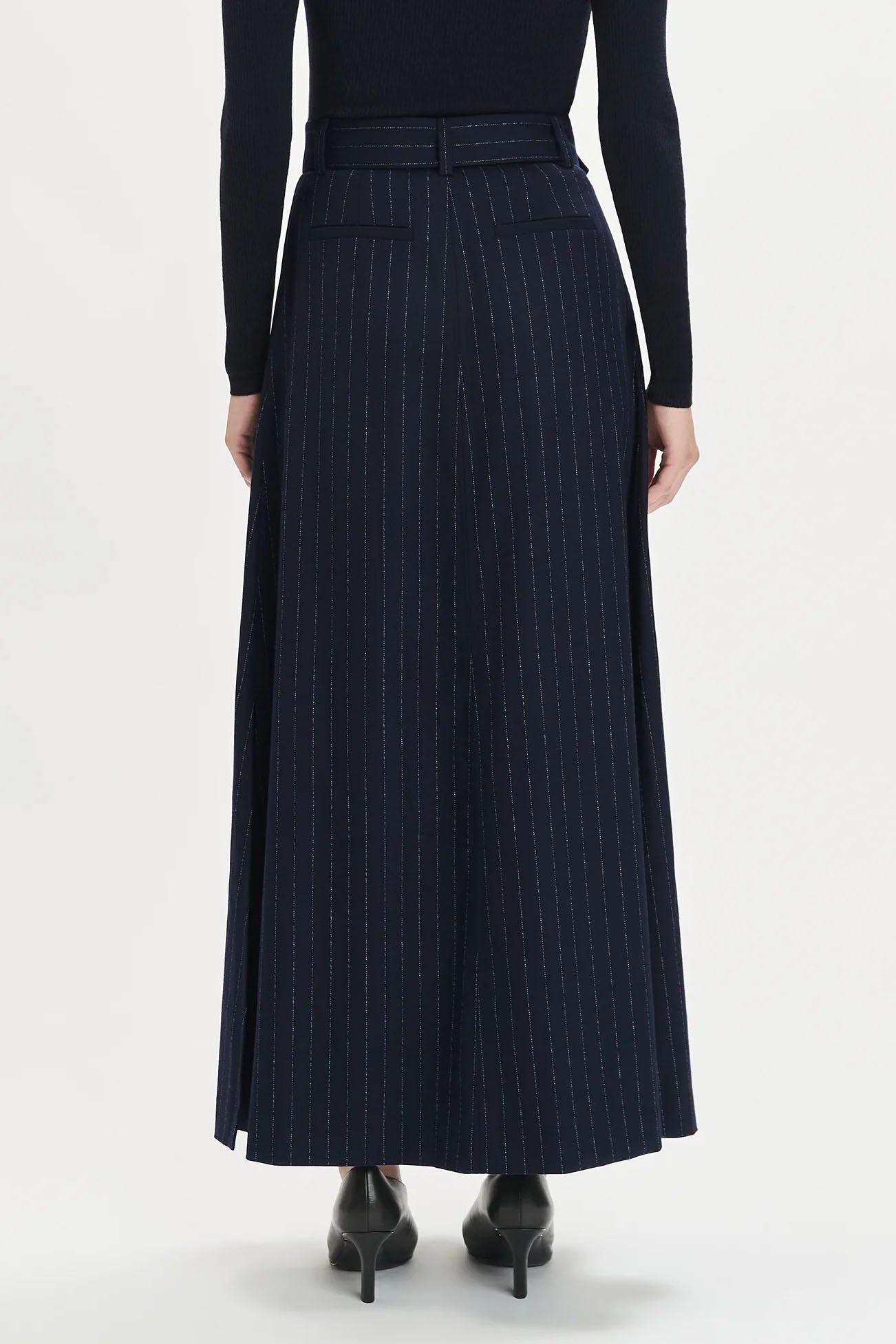 The Gabby Skirt, Navy Pinstripe