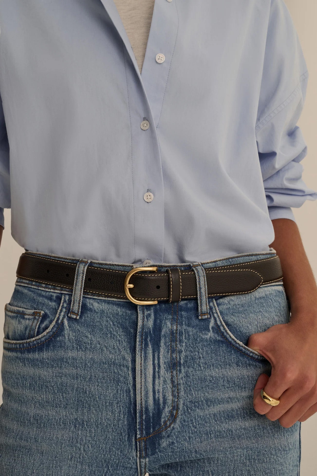 The Contrast Belt, Brown/Antique Brass