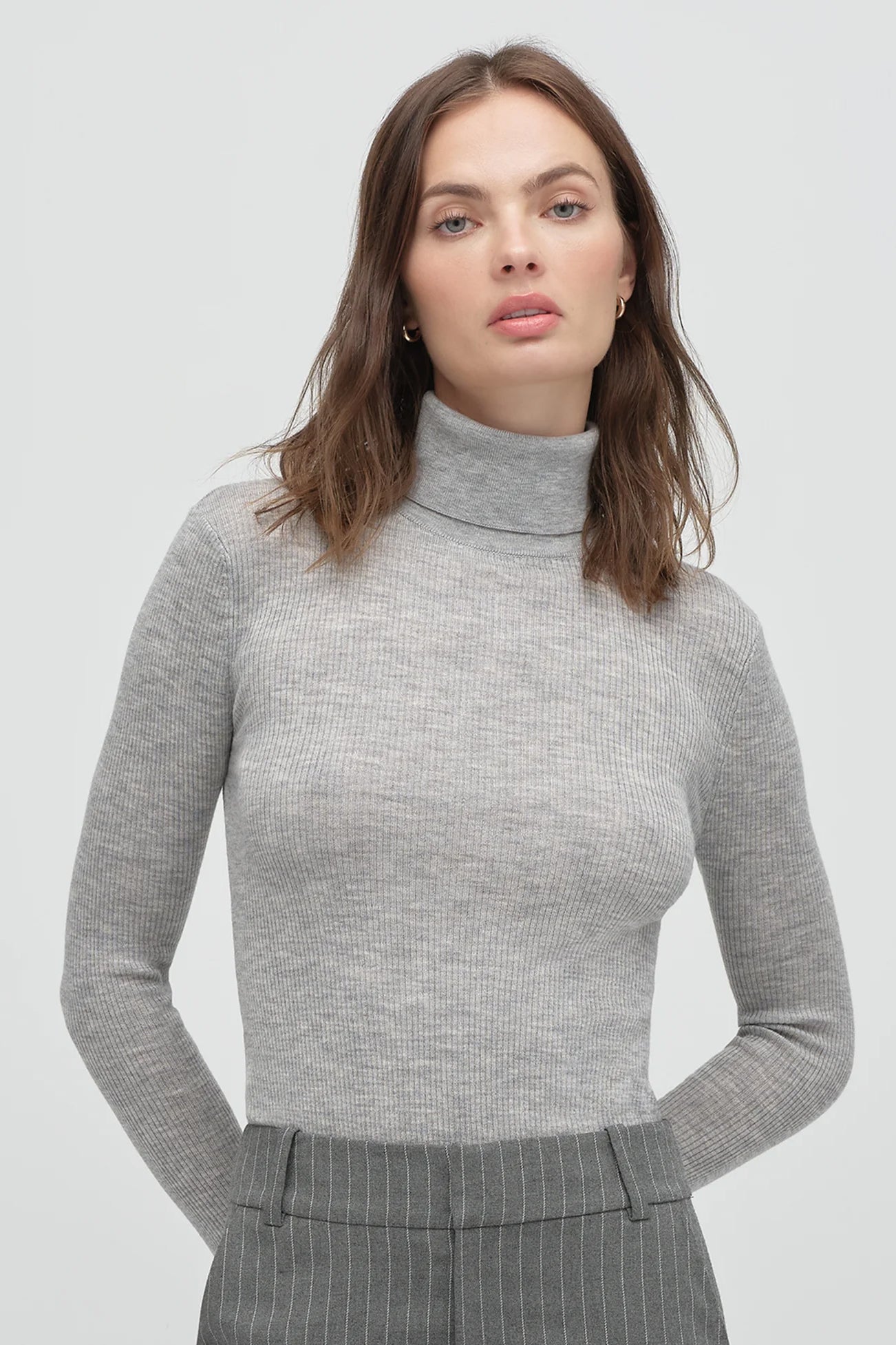 Amelia Long Sleeve Top, Melange Grey