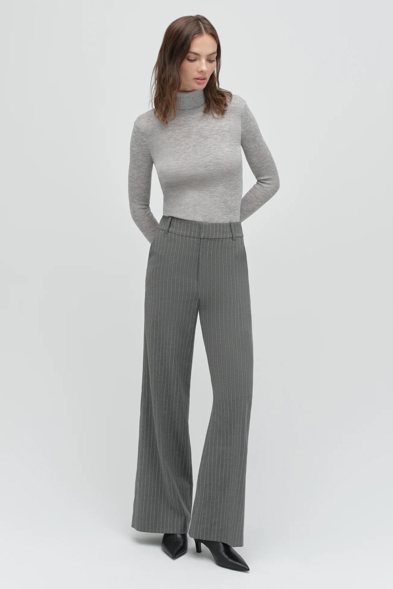 Amelia Long Sleeve Top, Melange Grey