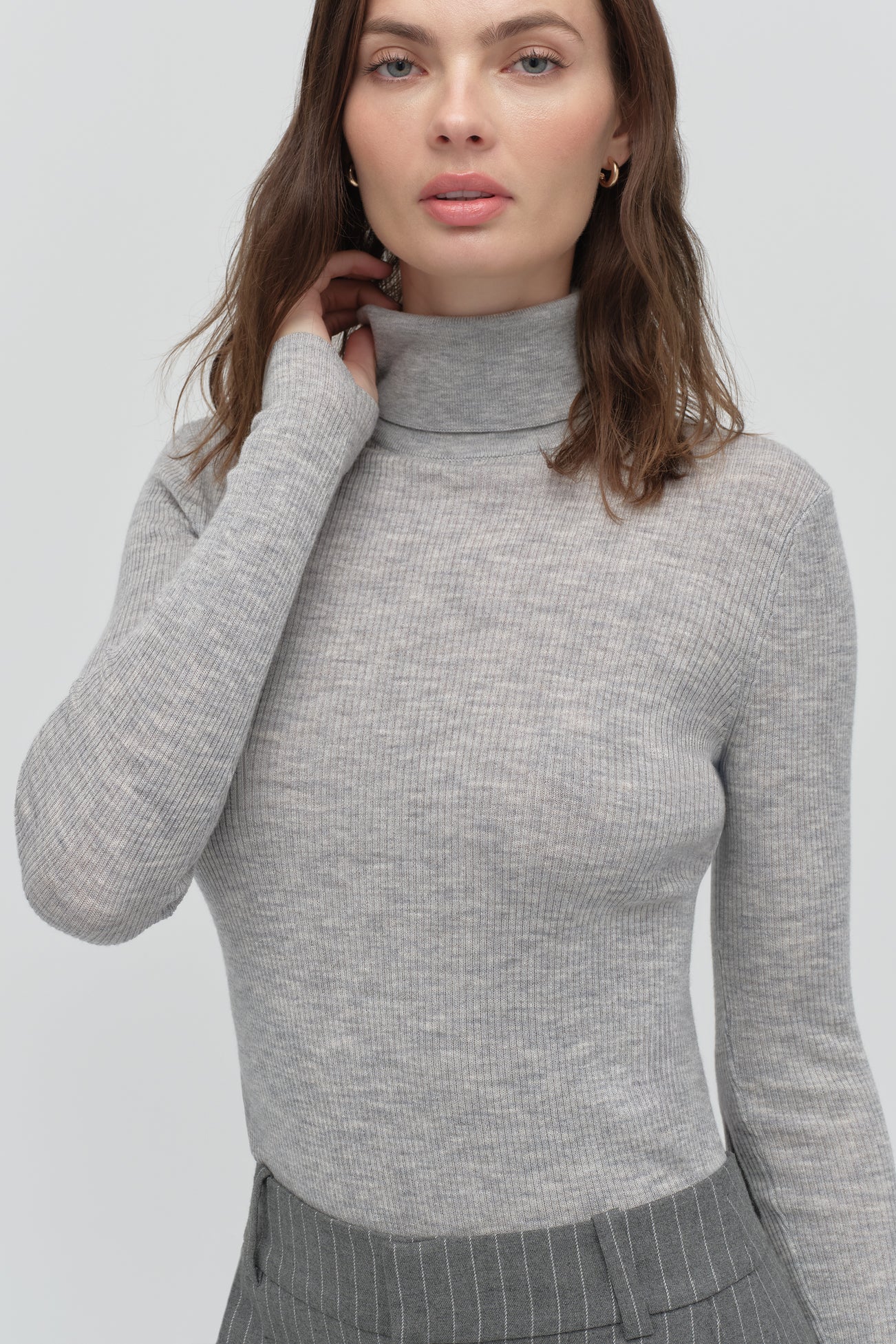 Amelia Long Sleeve Top, Melange Grey