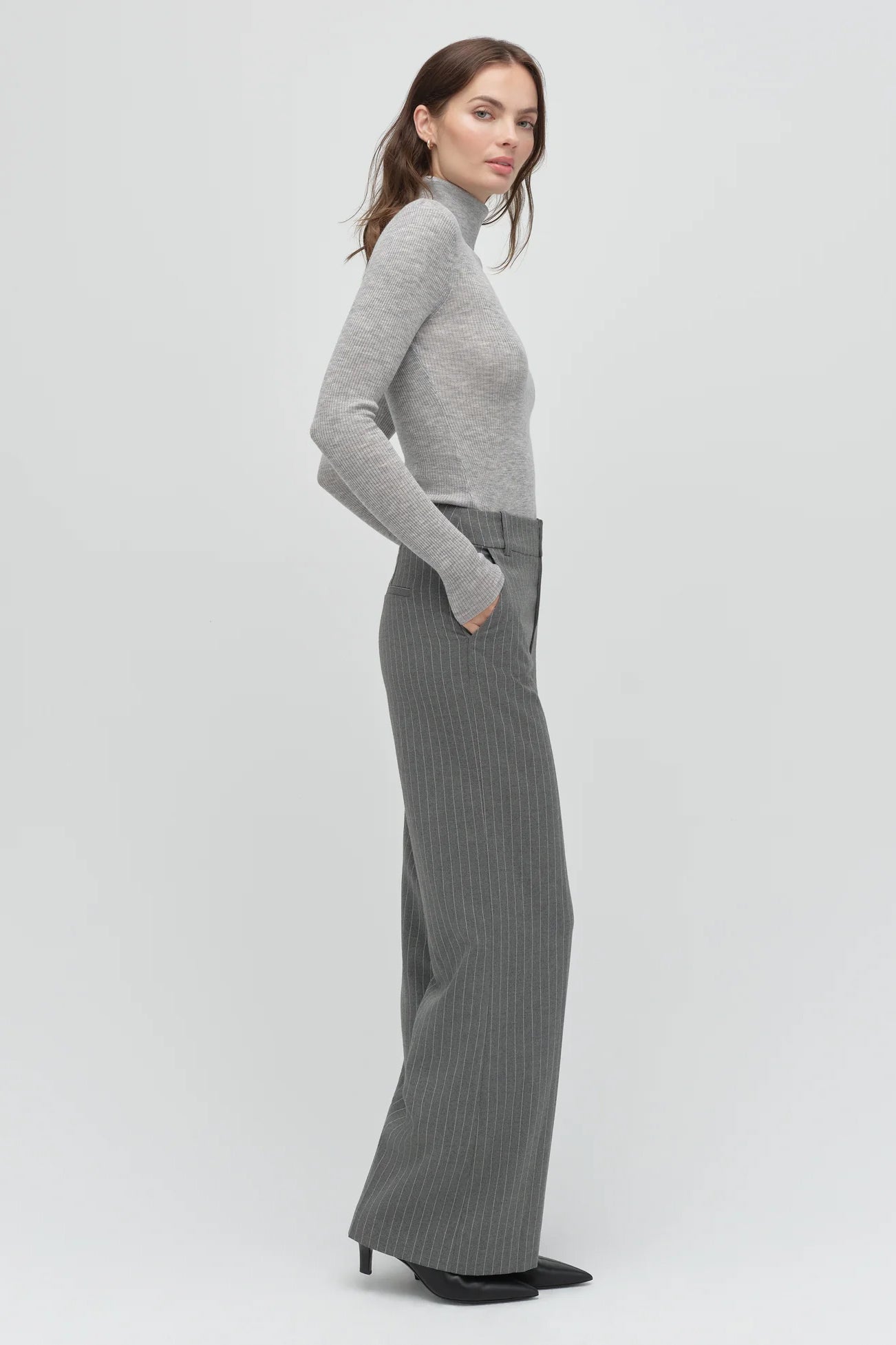 Amelia Long Sleeve Top, Melange Grey