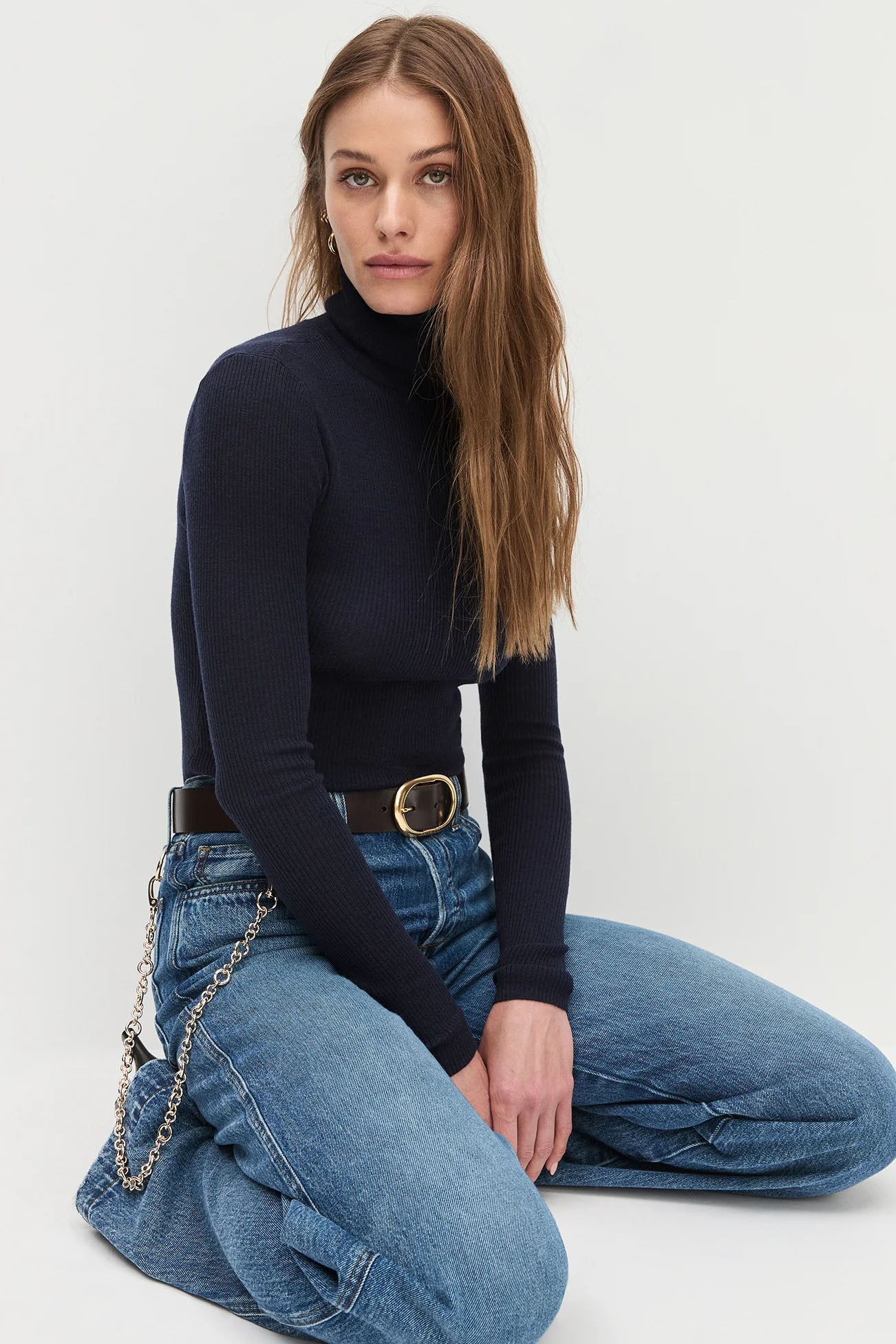 Amelia Long Sleeve Top, Navy
