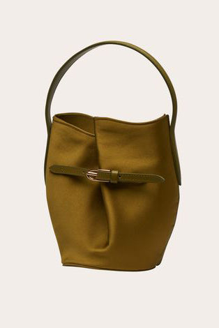 Belted Bucket Bag Micro, Warm Green