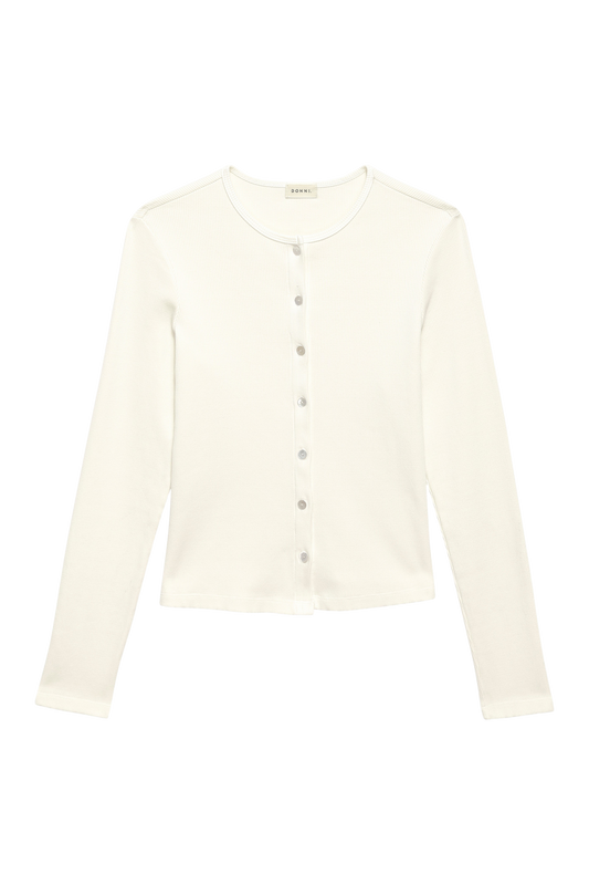 Rib Cardi, Creme