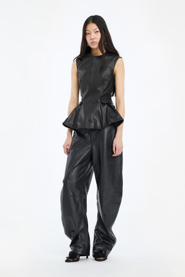 Peplum Leather Top