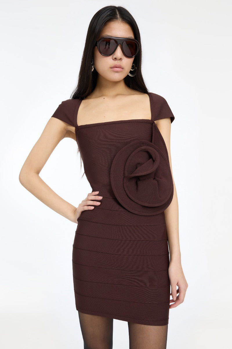 Rose Cap Sleeve Mini Dress