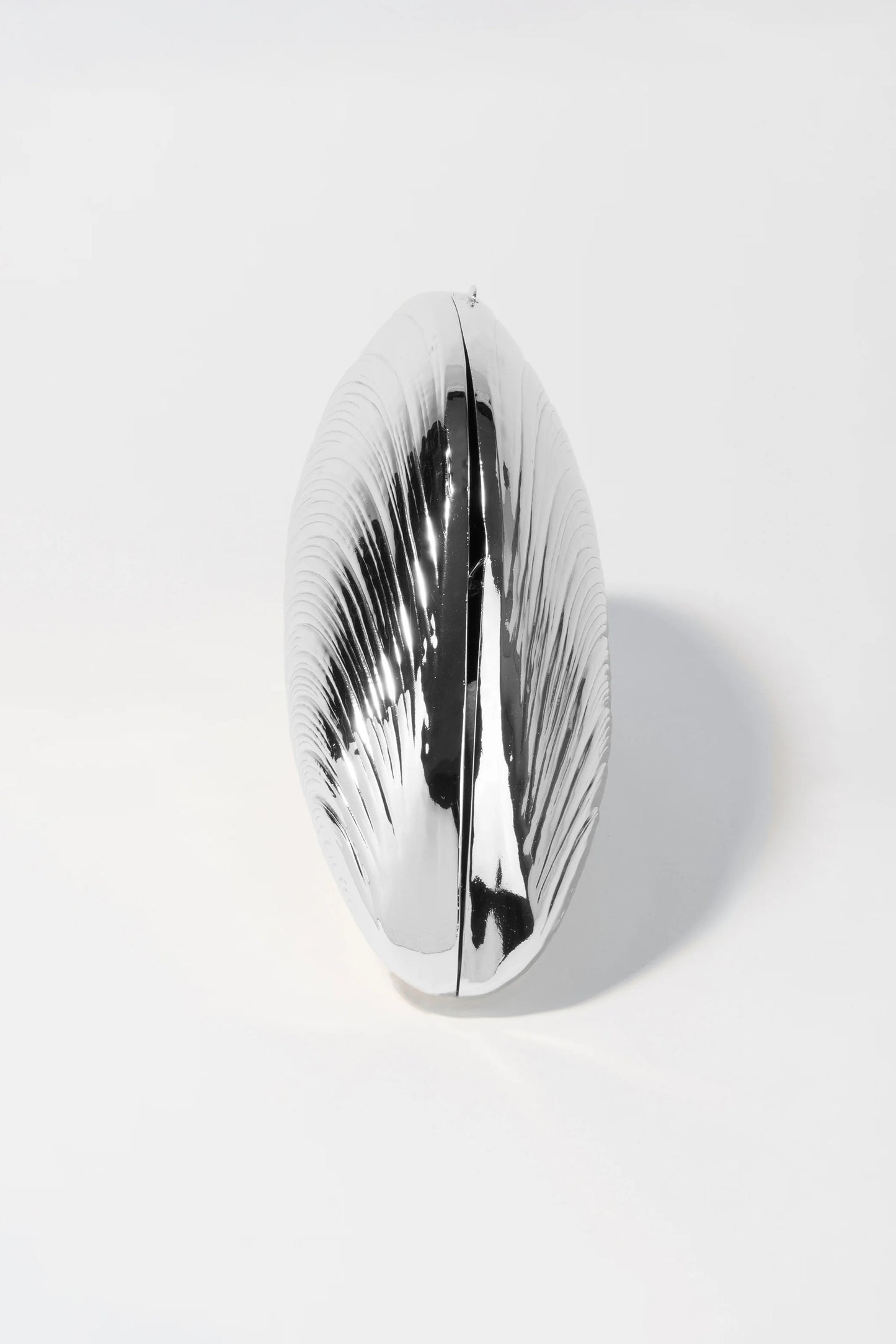 Bridget Metal Oyster Shell Clutch, Silver