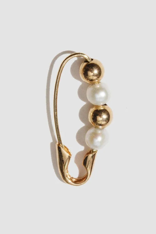 Friendship Bead & Pearl Safety Pin Earring