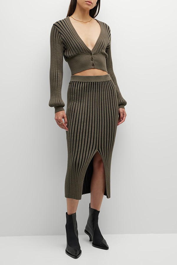 Plaited Cashmere-Blend Pencil Skirt