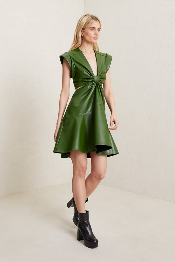 Lexi Vegan Leather Dress, Forest