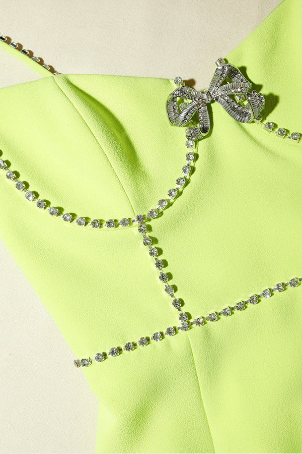 Lime Crepe Bow Midi Dress