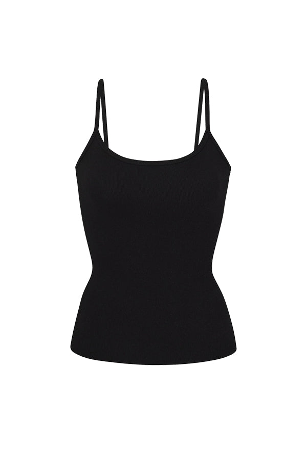 Thin Strap Fitted Tank, Black