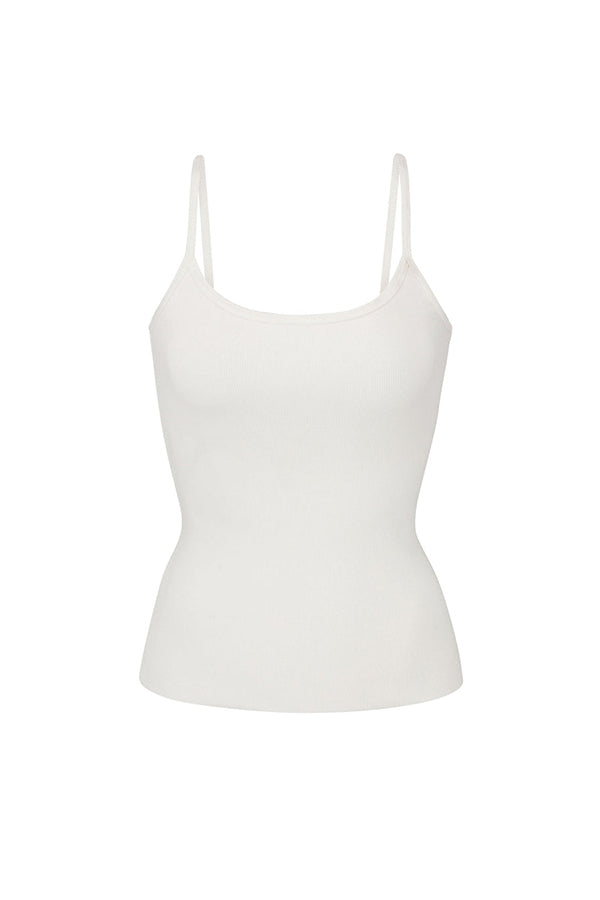 Thin Strap Fitted Tank, Cream