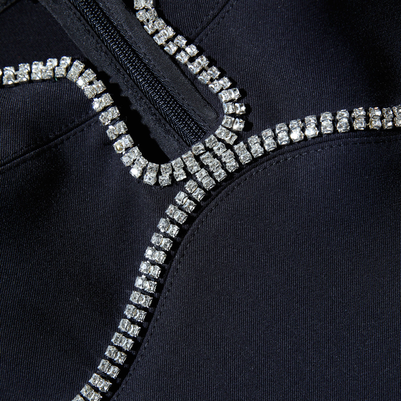 Black Crepe Diamante Mini Dress